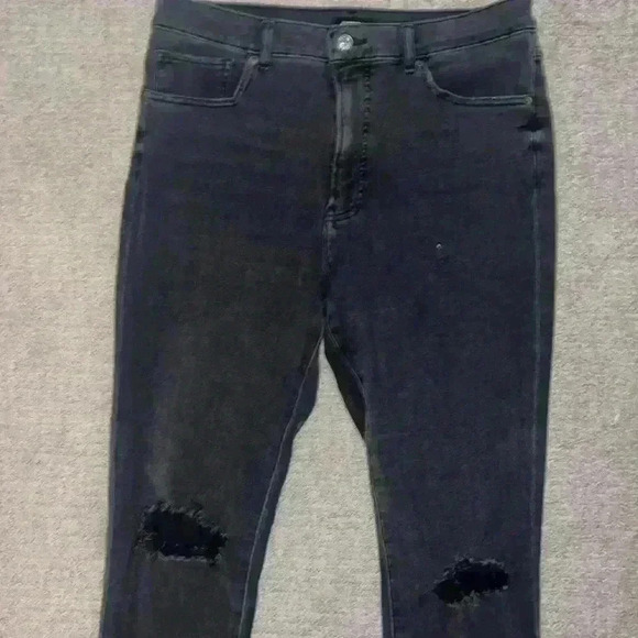 Express skinny high rise 4 way hyper stretch gray washed ripped jeans - Picture 2 of 3